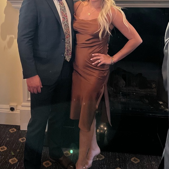 Rust Midi Slip Dress - Picture 1 of 4